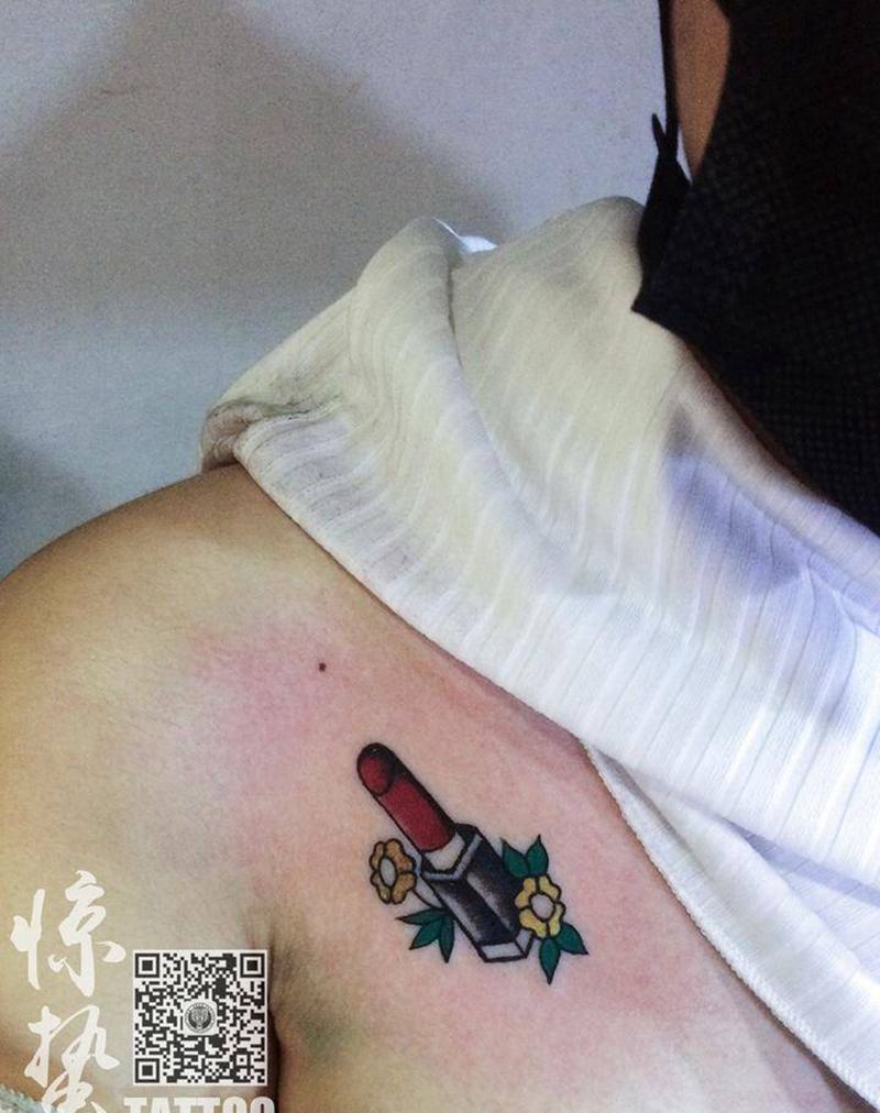 口红，我的最爱纹身图片_成品欧美肩部静物原创惊蛰刺青纹身图案