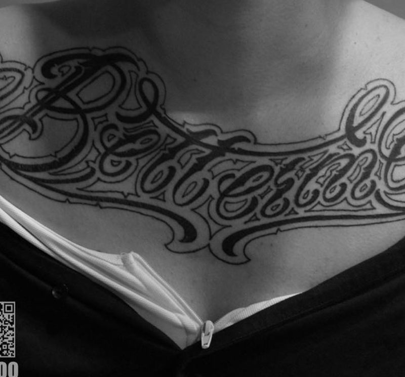 花字体花胸纹身图片_成品胸部欧美字符原创惊蛰刺青纹身图案