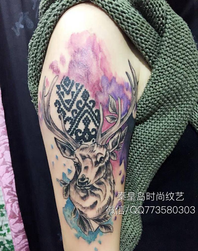 遮盖失败纹身麋鹿一枚纹身图片