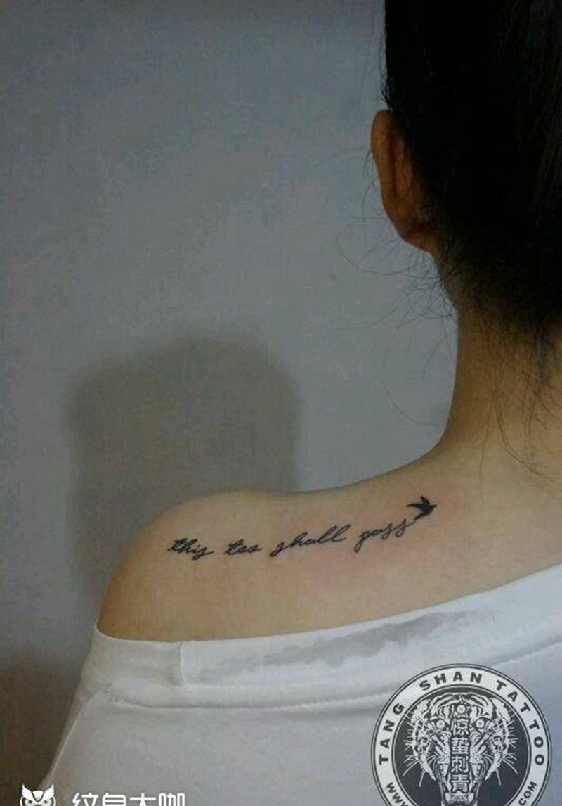 小清新英文纹身图片_肩部清新字符唐山惊蛰女性纹身成品纹身图案