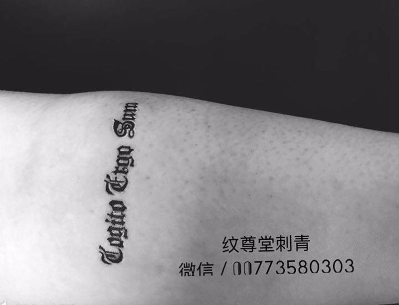 “   我思故我在   ，Cogito，ergo sum。纹身图片
