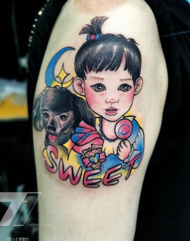 宝宝肖像纹身图片_New School卡通宝宝肖像纹身图案