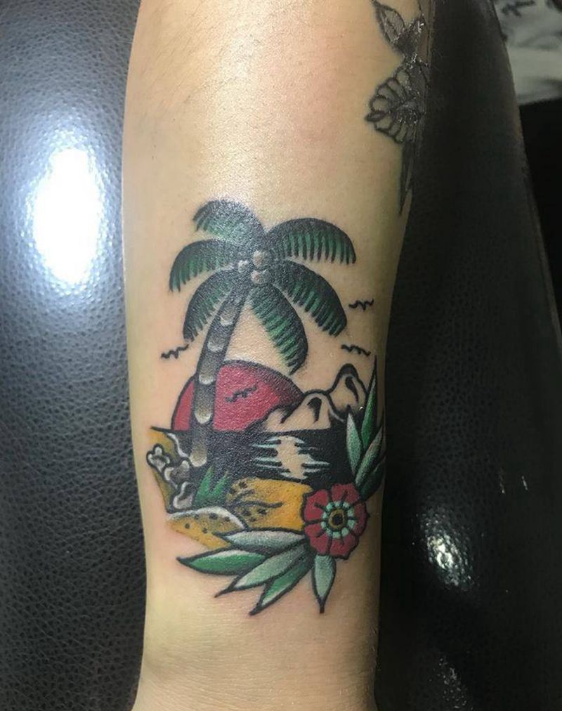 椰子树纹身图片