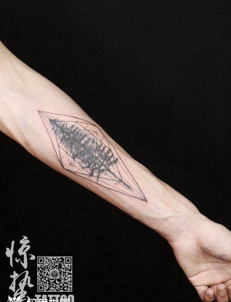 黑白 几何 图案纹身图片_成品手臂几何清新图案纹身图案