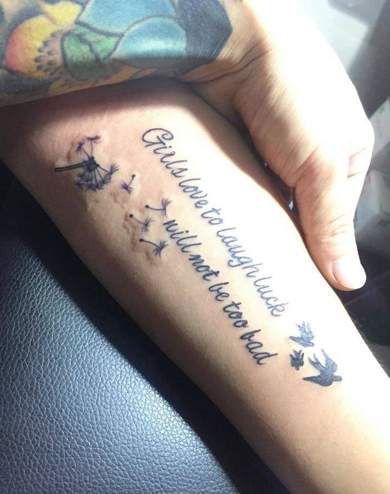 英文➕蒲公英➕鸽子纹身图片