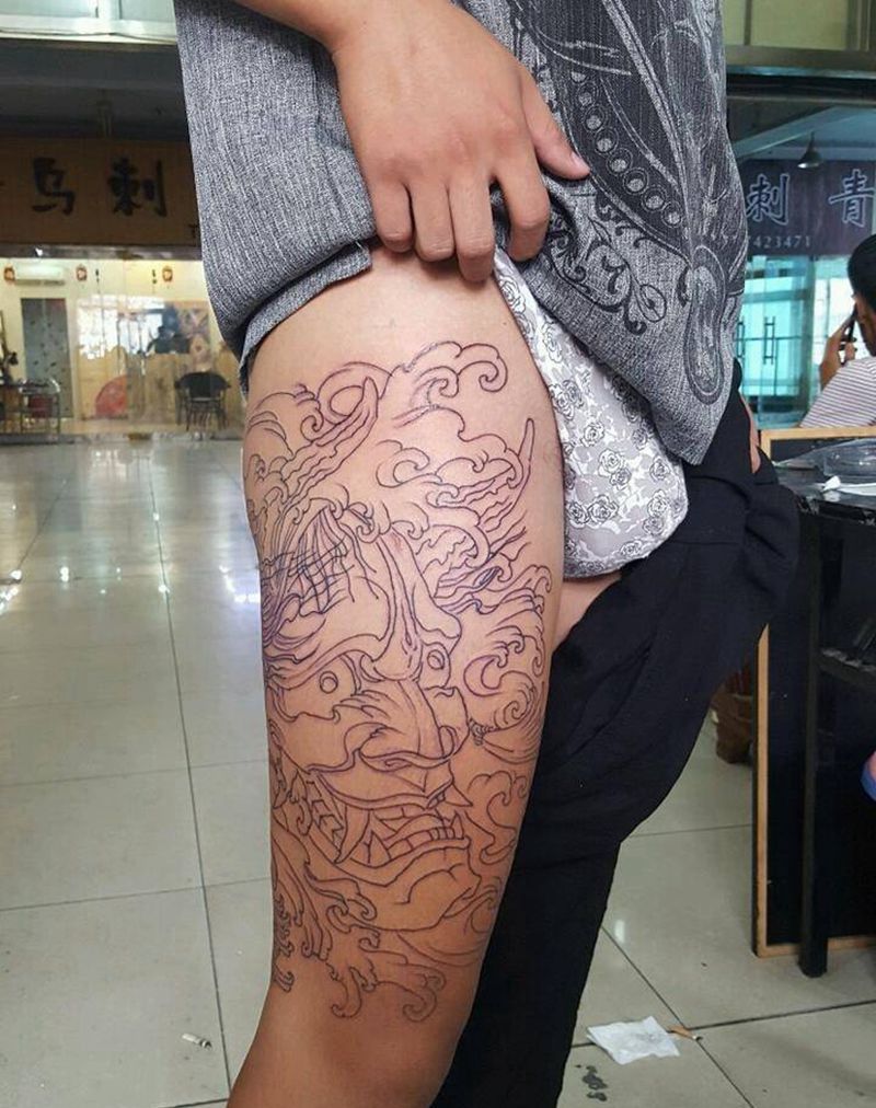 般若线条纹身图片