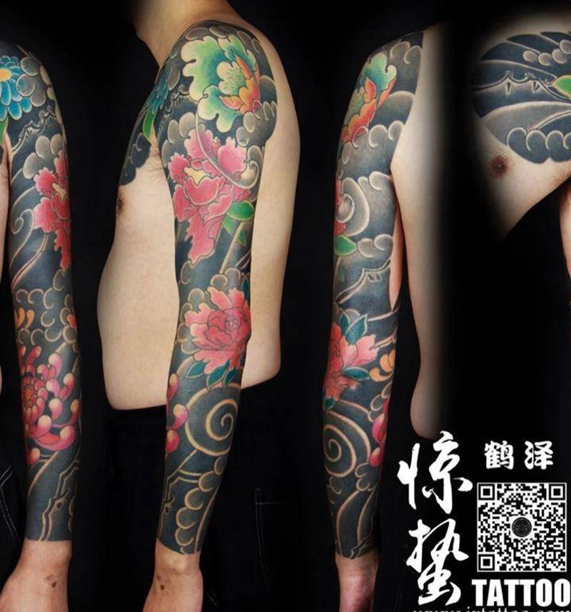 日式花臂纹身图片