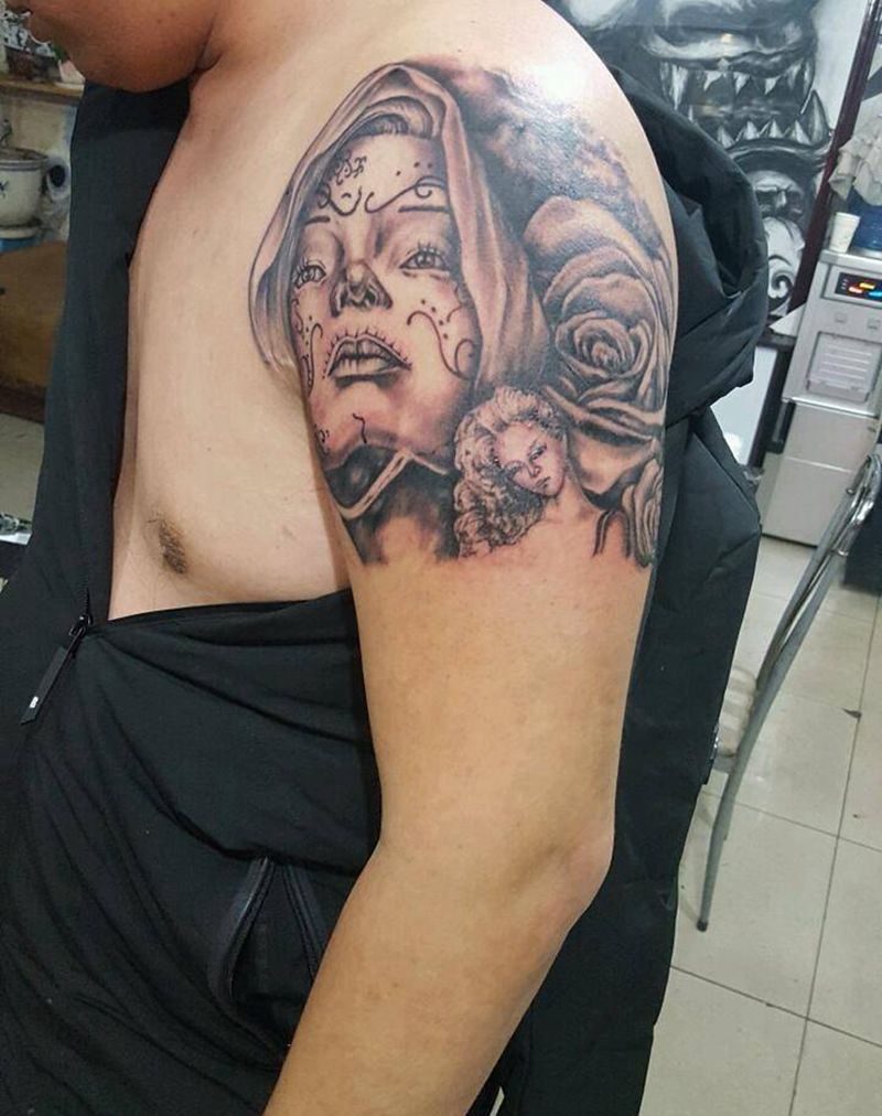 花臂未完成纹身图片