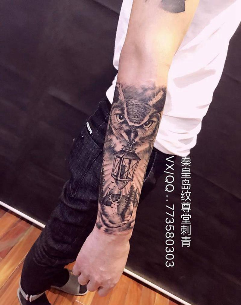 猫头鹰一枚纹身图片