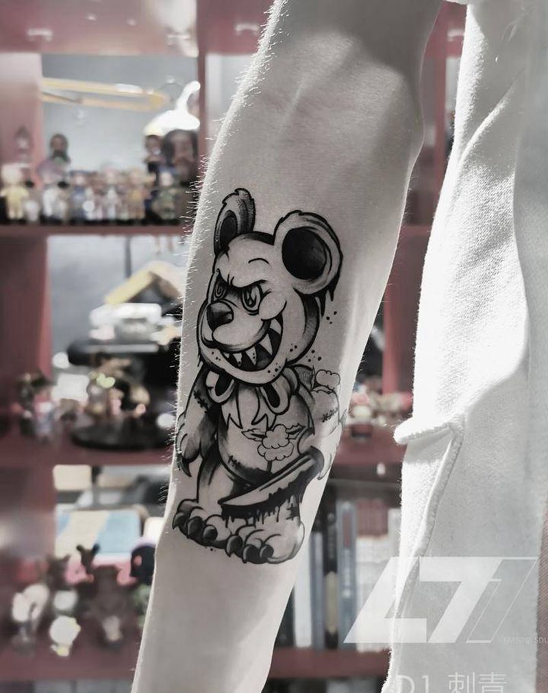 小熊纹身图片_New School点刺暗黑纹身图案