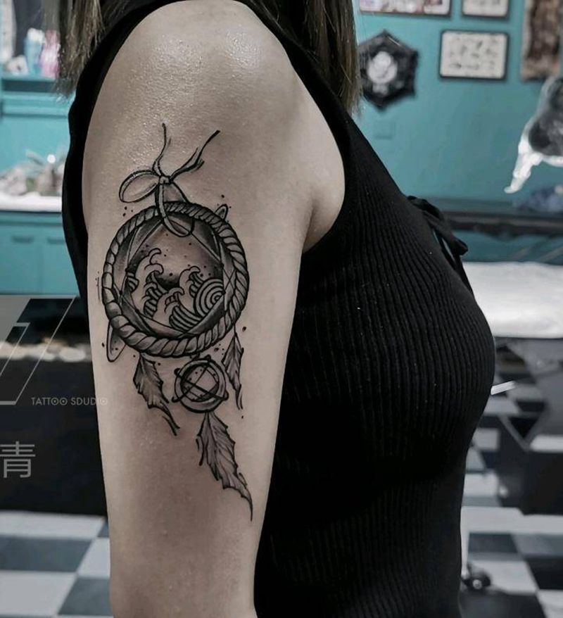 [原创]捕梦网纹身图片_手臂New School捕梦网纹身图案