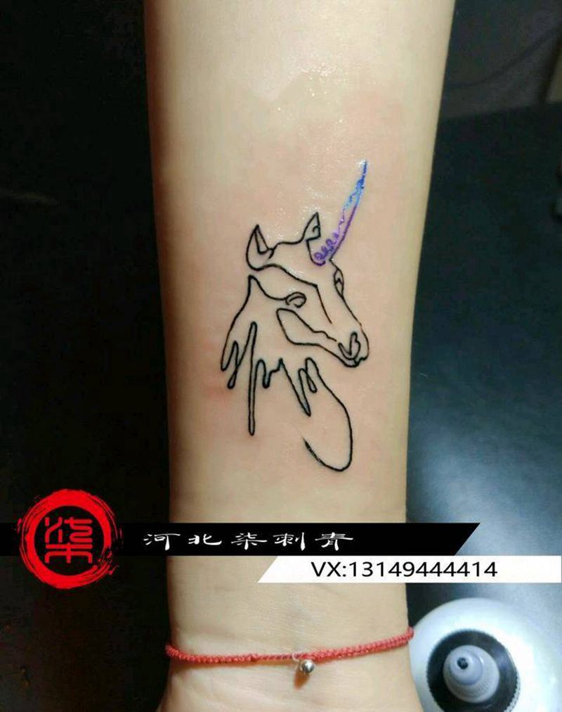简笔画独角兽纹身图片