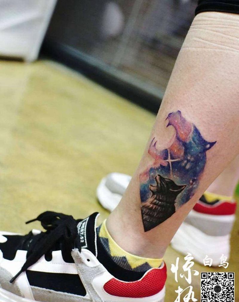 水彩猫咪覆盖完成。 愿你可以变得更强大！纹身图片