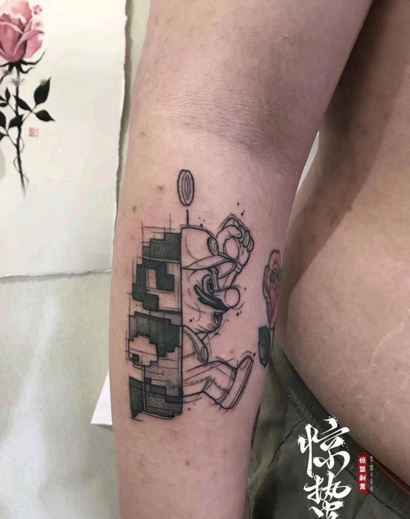 超级玛丽纹身图片_手臂Old SchoolNew School纹身图案