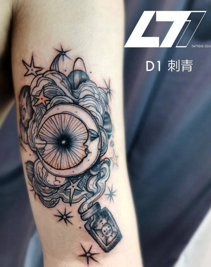 梦境纹身图片_手臂图腾点刺纹身图案