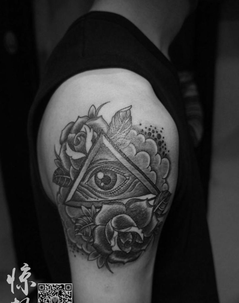 上帝之眼纹身图片_成品手臂欧美惊蛰刺青原创纹身图案