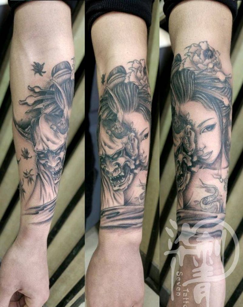 小臂艺姬纹身图片