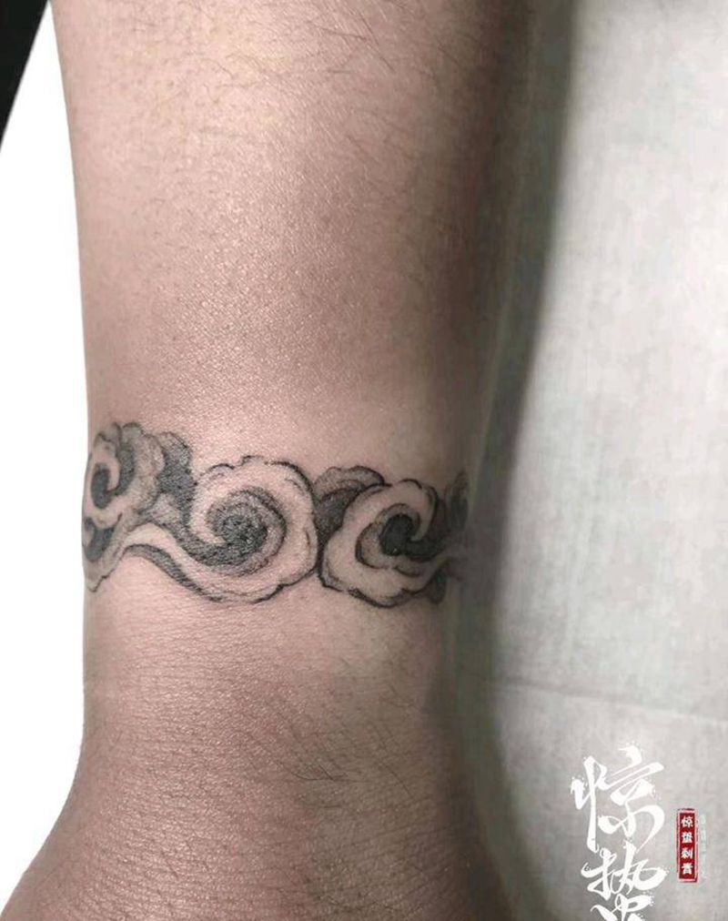 祥云 手环纹身图片_手臂水墨纹身图案