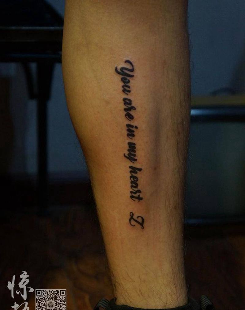 小腿英文纹身图片_成品腿部清新字符惊蛰刺青纹身图案