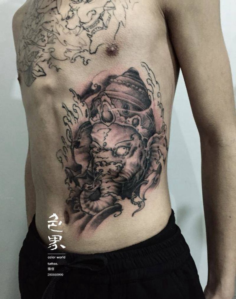 传统象神纹身图片