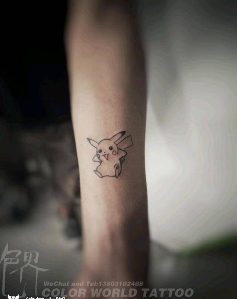 皮卡丘纹身图片_手臂New School小清新纹身图案