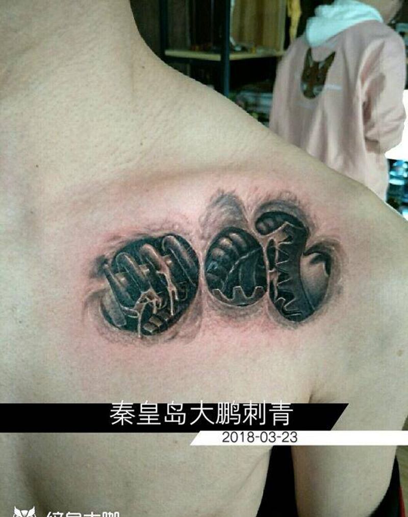 遮盖，生化机械纹身图片