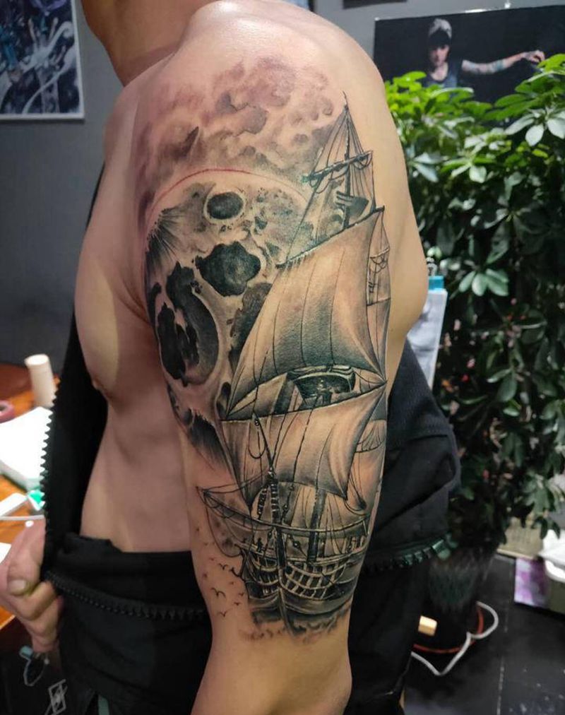 一帆风顺(未完待续)纹身图片_手臂欧美写实纹身图案