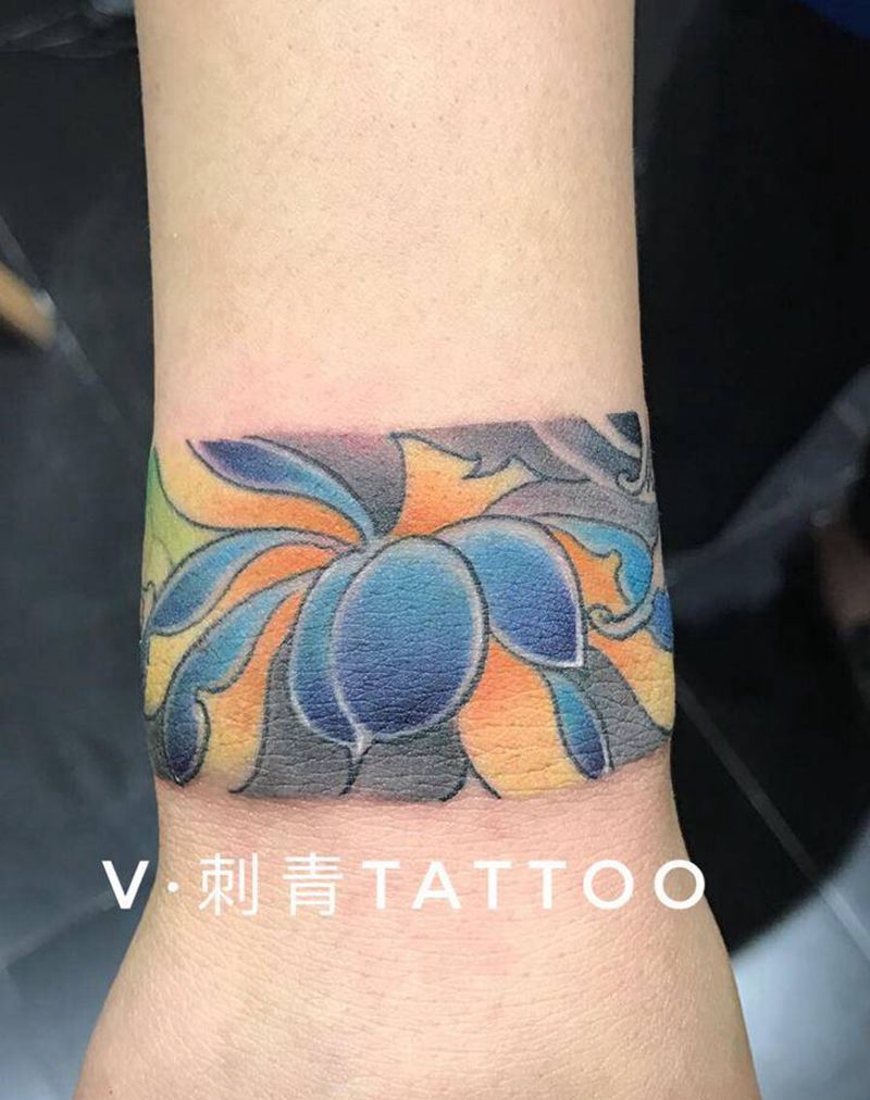 手环纹身图片_手臂新传统纹身图案