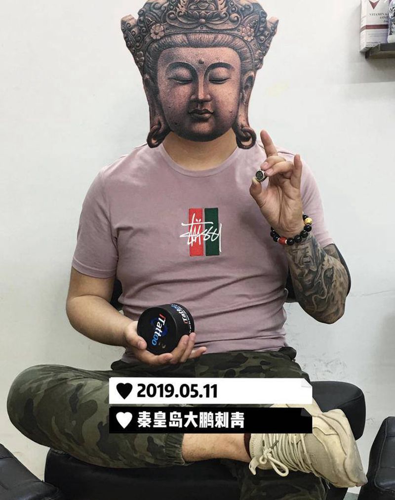 如意观音。纹身图片_背部新传统石雕纹身图案