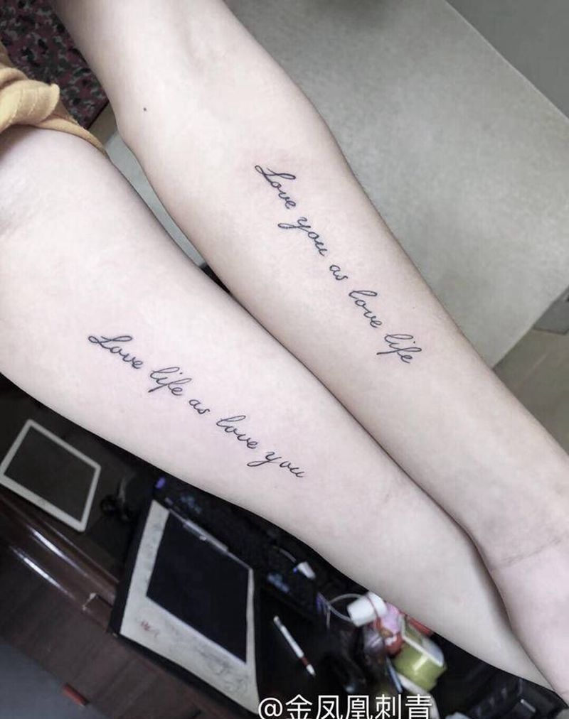 情侣小图纹身图片_花体字纹身图案