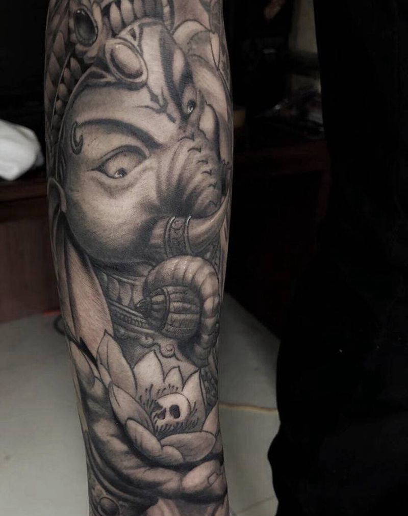 象神纹身图片_新传统纹身图案