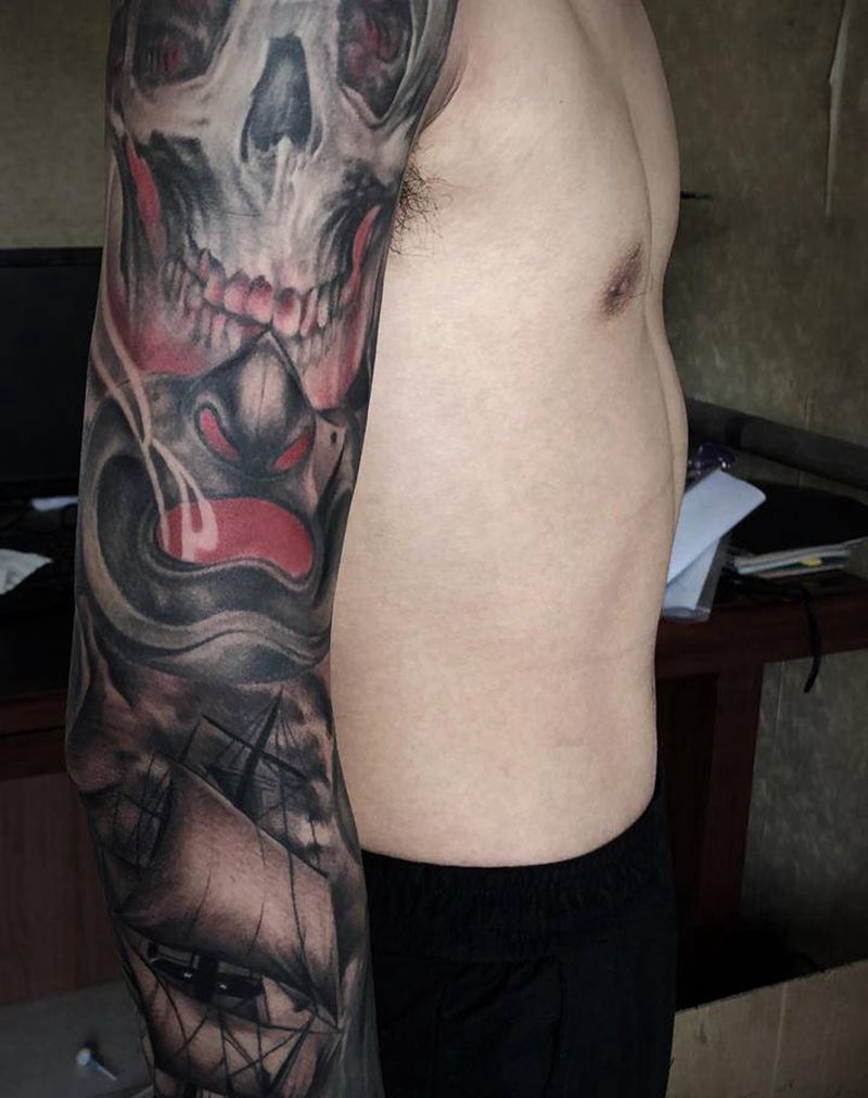 花臂纹身图片_欧美写实纹身图案