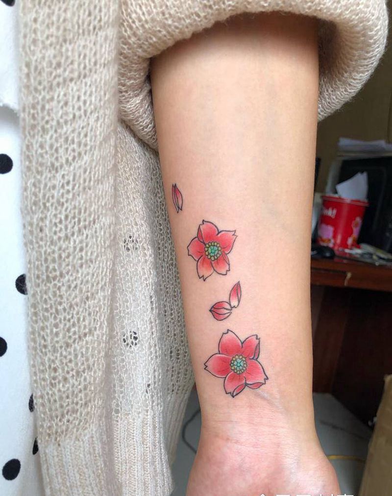 樱花纹身图片_手臂纹身图案