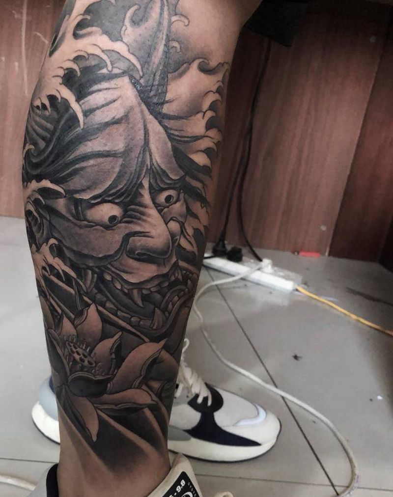 班锘纹身图片_腿部纹身图案