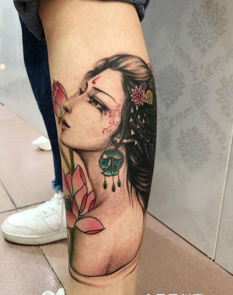 遮盖纹身图片_腿部纹身图案