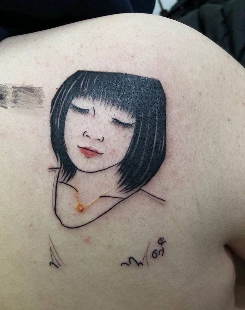 简笔画纹身图片_背部纹身图案