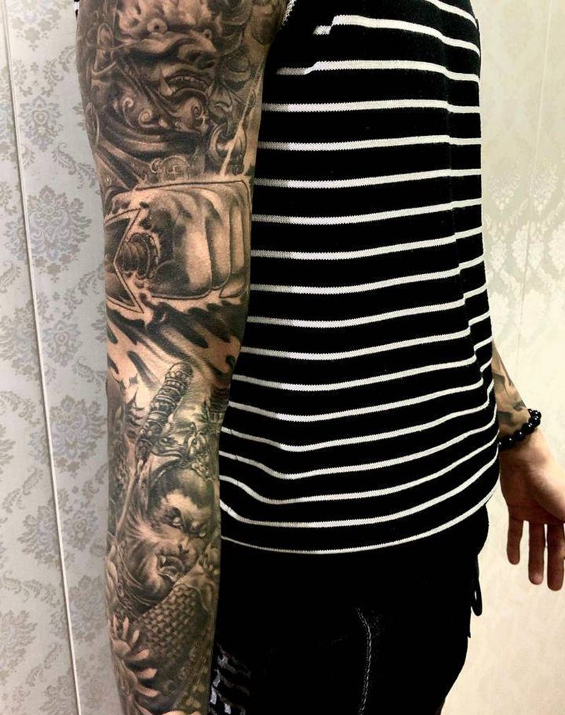 花臂纹身图片_新传统纹身图案