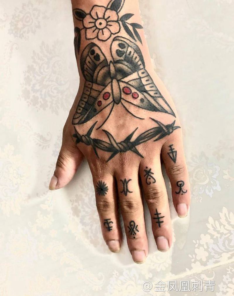 花手纹身图片_Old School纹身图案