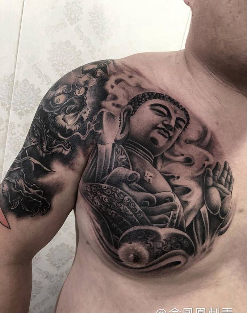 遮盖纹身图片_胸部纹身图案