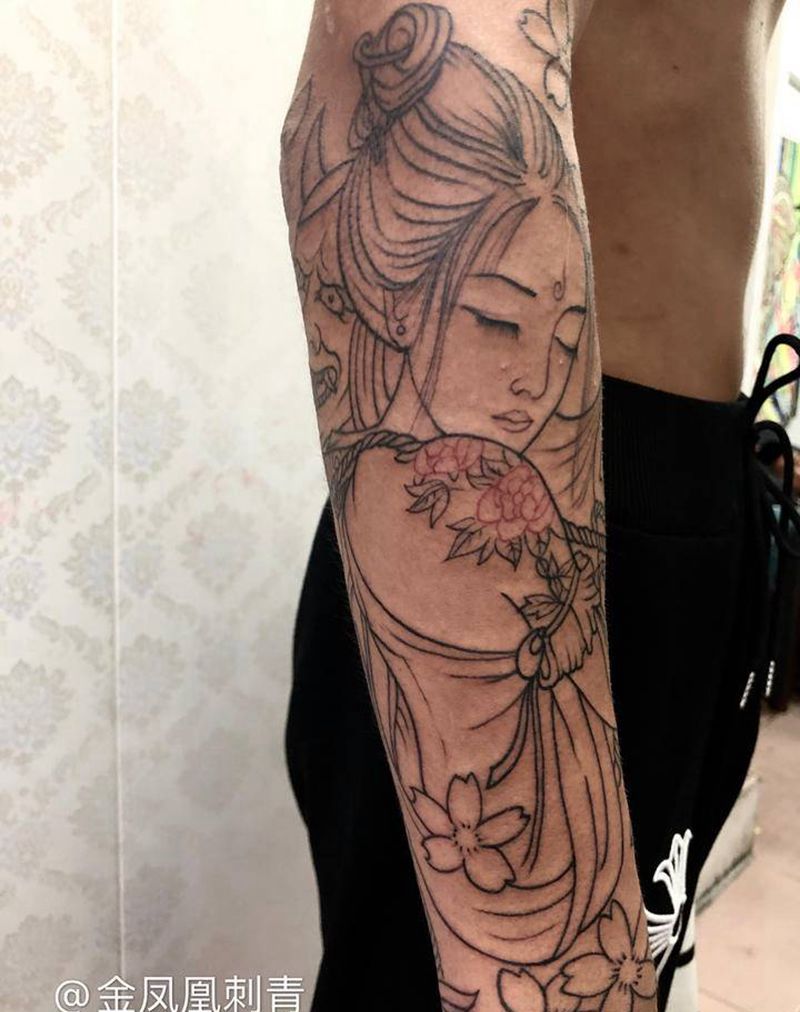 艺妓纹身图片_手臂纹身图案