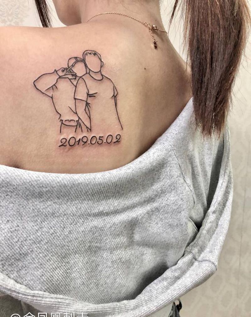 简笔画纹身图片_颈部纹身图案