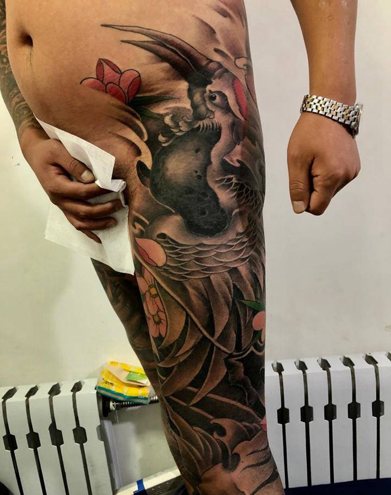 花腿纹身图片_腿部纹身图案