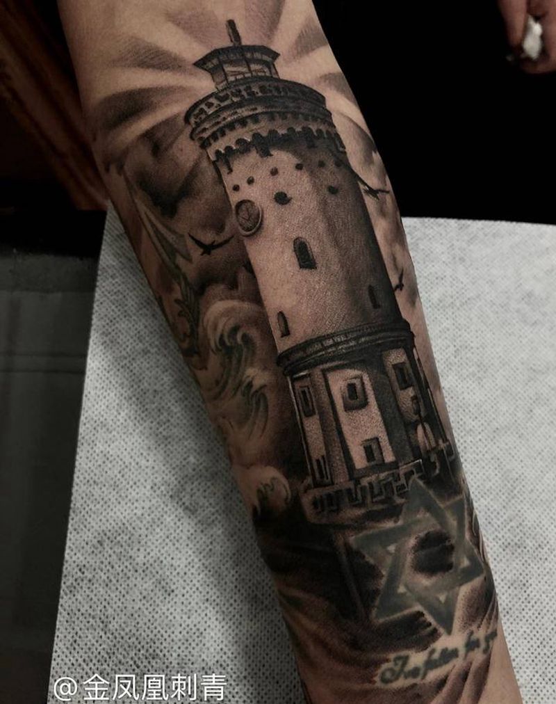 灯塔纹身图片_手臂纹身图案