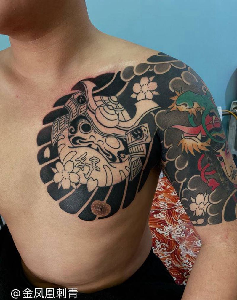 半甲未完纹身图片_老传统纹身图案