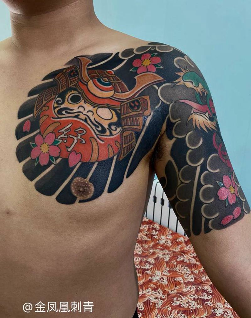 半甲完成纹身图片_老传统纹身图案
