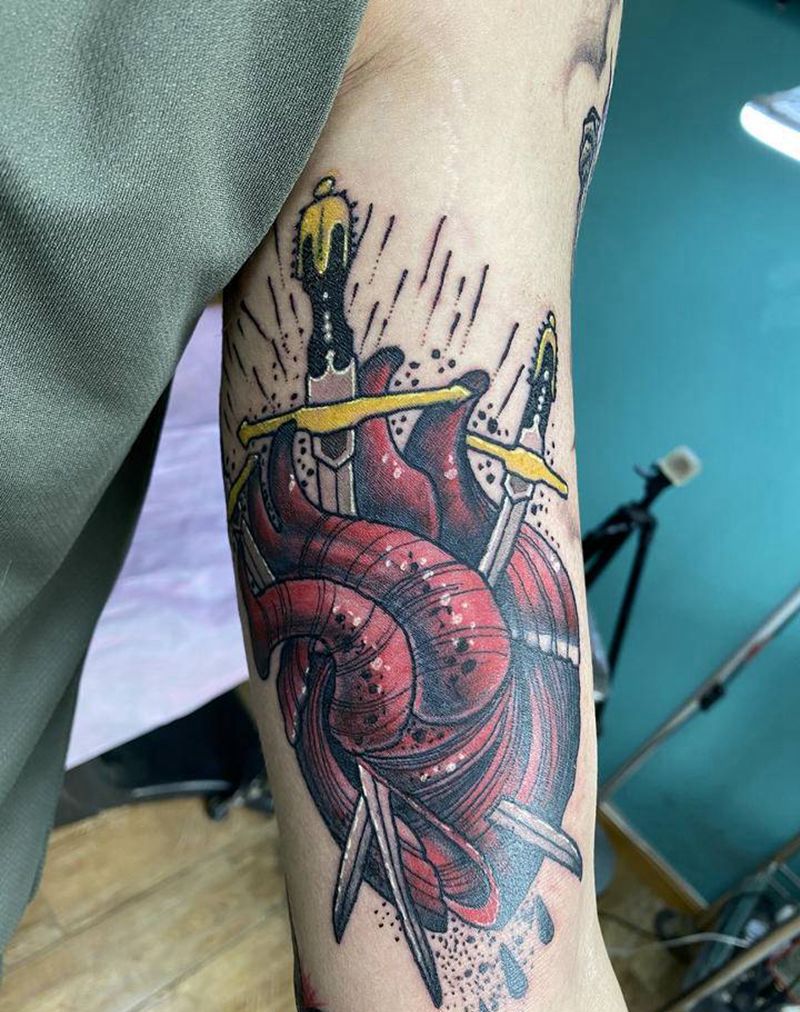 心脏纹身图片_手臂New School纹身图案