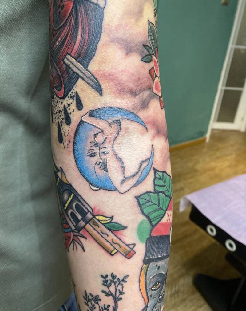 拼接花臂纹身图片_手臂New School纹身图案