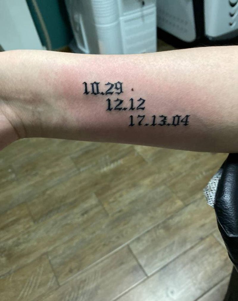 哥特数字纹身图片_手臂花体字纹身图案