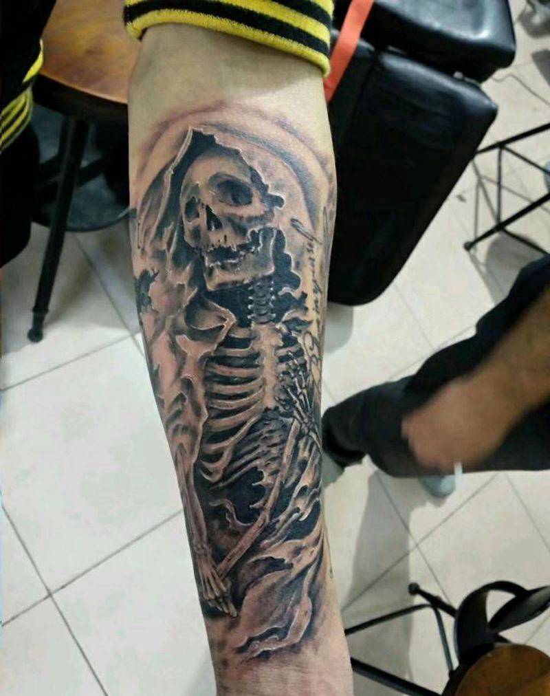 死神纹身图片_欧美写实纹身图案