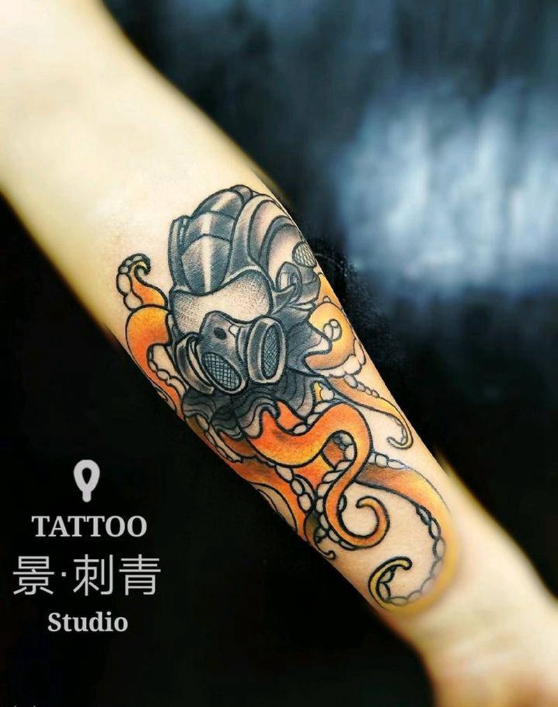 章鱼纹身图片_手臂New School纹身图案